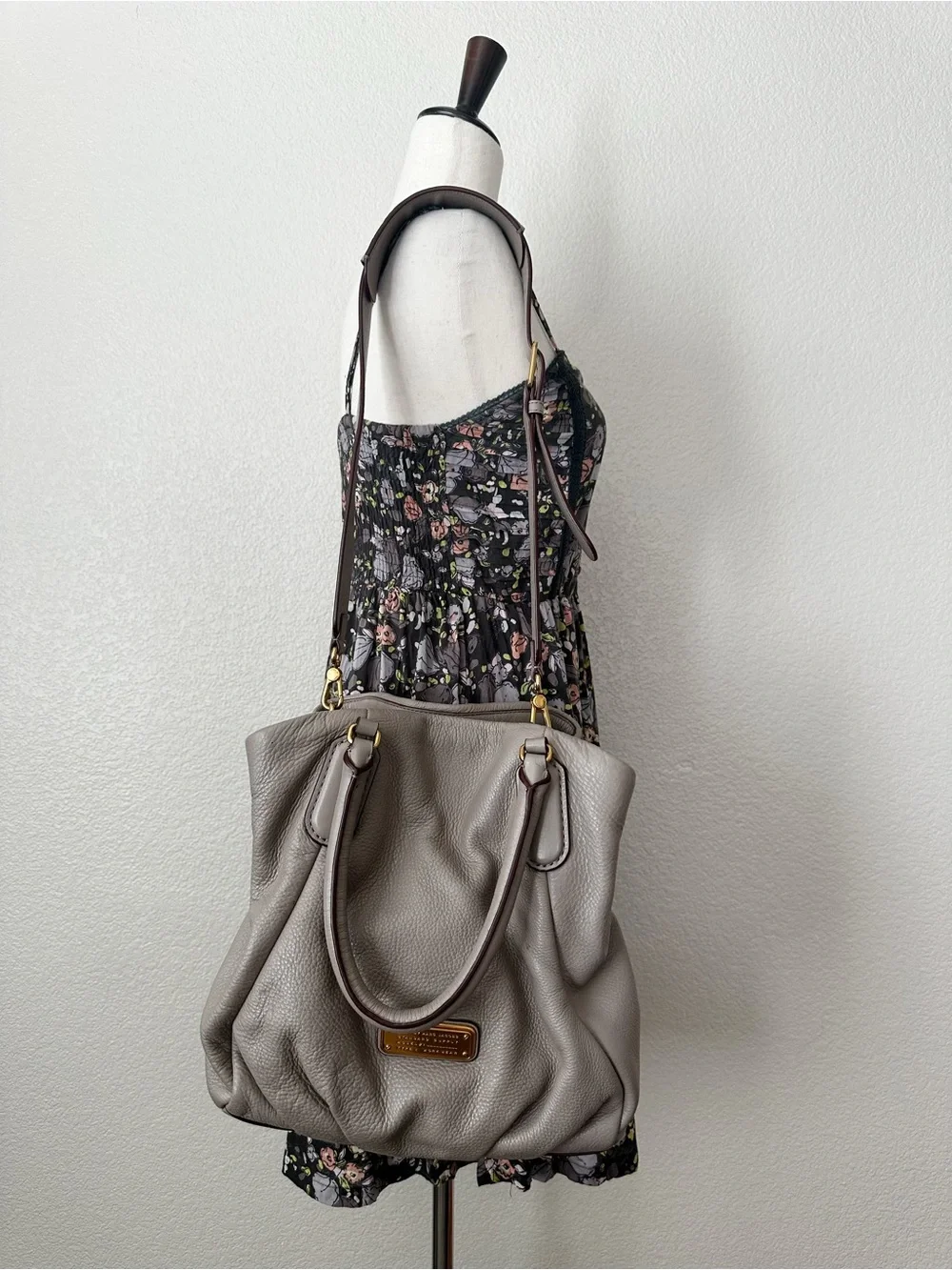 Marc Jacobs Taupe Leather Satchel with Removable Strap